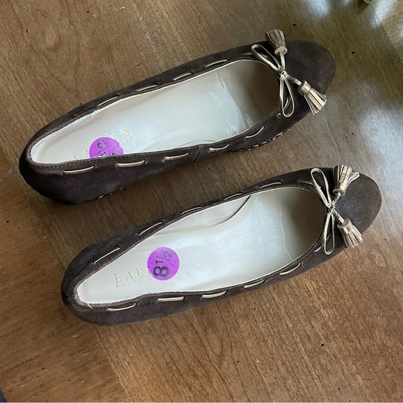 Lauren Ralph Lauren Brown Suede Wedge Heels Cambree - Picture 10 of 10